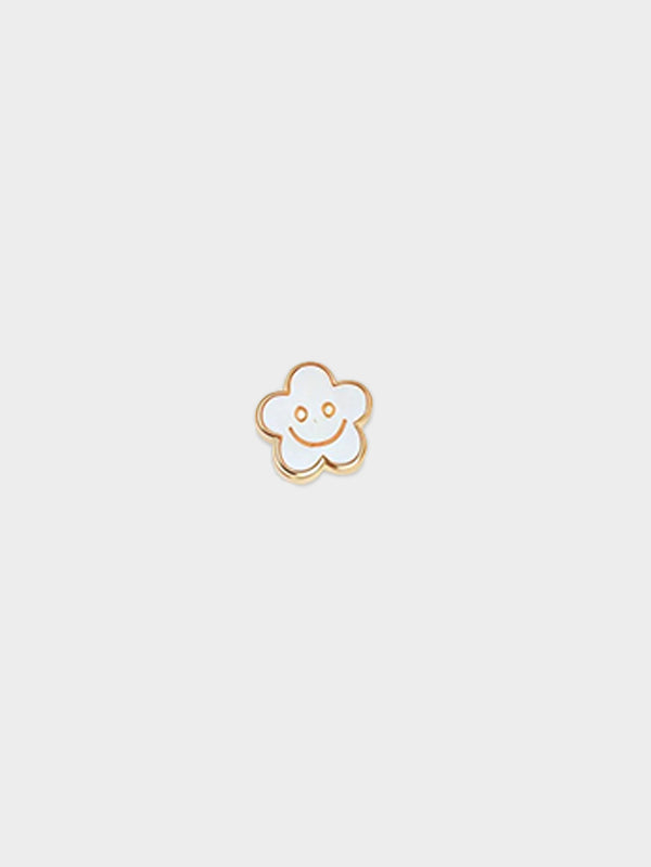 Flower Happy Face Metallic Charm