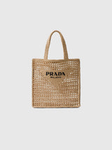Prada Triangle-Logo Crochet Tote Bag