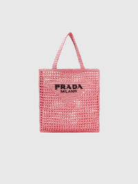 Prada Triangle-Logo Crochet Tote Bag